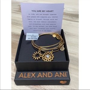 NIB Alex & Ani You Are My Heart Two Tone Set of 2 Bangle Set